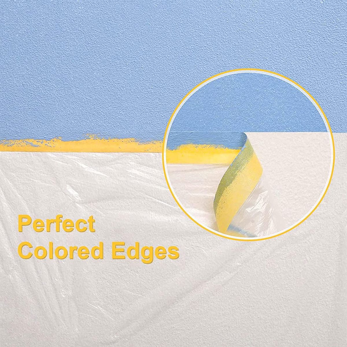 Dust Sheets Roll, Plastic Masking Film Rolls Drape Masking Film with Self-Adhesive Tape for Painting Furniture Covering