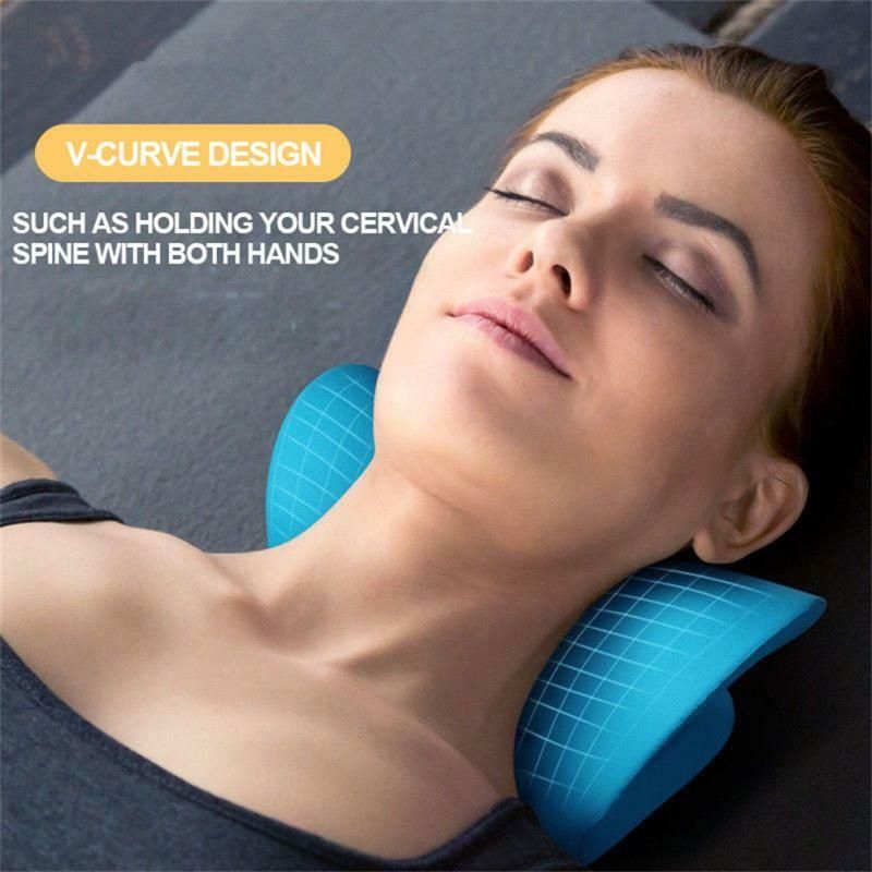 Neck Spine Traction Device Massage Pillow - Blue