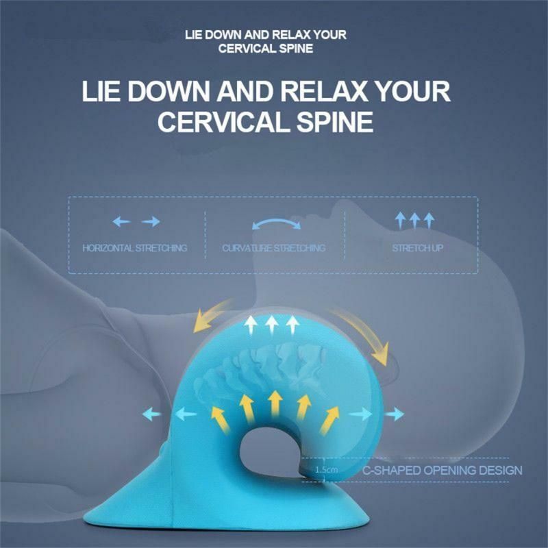 Neck Spine Traction Device Massage Pillow - Blue