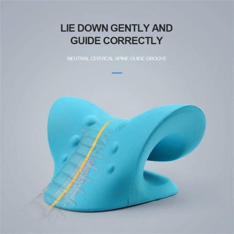 Neck Spine Traction Device Massage Pillow - Blue