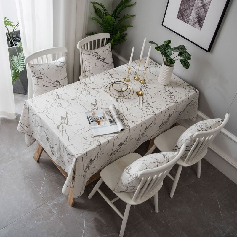 Marble Pattern Minimalist Tablecloth Cover Table Cloth Cotton Linen Dust-proof Cabinet Cloth, Size:60x60cm(White)