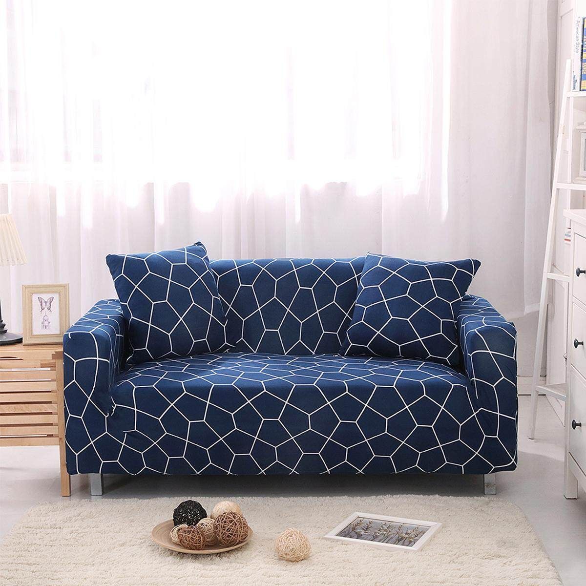 1 Seater 85-140cm Couch Sofa Slipcover Protector Cover W Pillow Case Chair Loveseat(Single Seat) The Water Cube