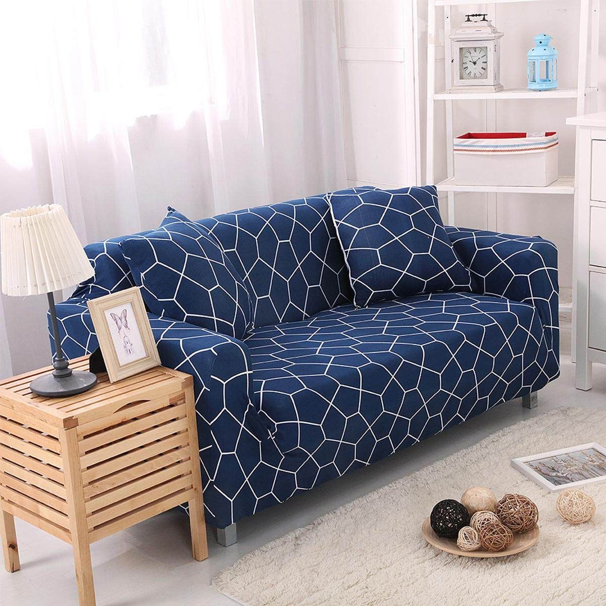 1 Seater 85-140cm Couch Sofa Slipcover Protector Cover W Pillow Case Chair Loveseat(Single Seat) The Water Cube