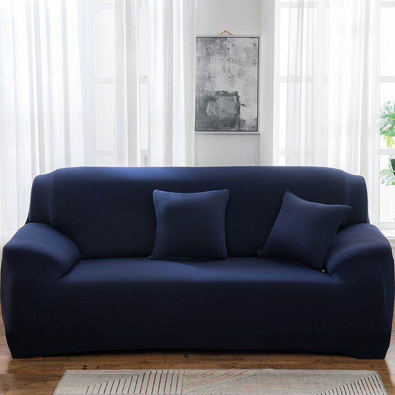 1/2/3/4 Sofa Cover Couch Slipcover Stretch Elastic Fabric Settee Protector Navy Blue