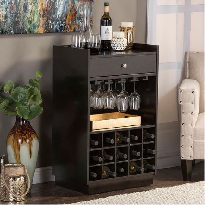 Handys - Contemporary Wood Dry Bar And Wine Cabinet - Dark Brown  (Lagos Delivery Only)