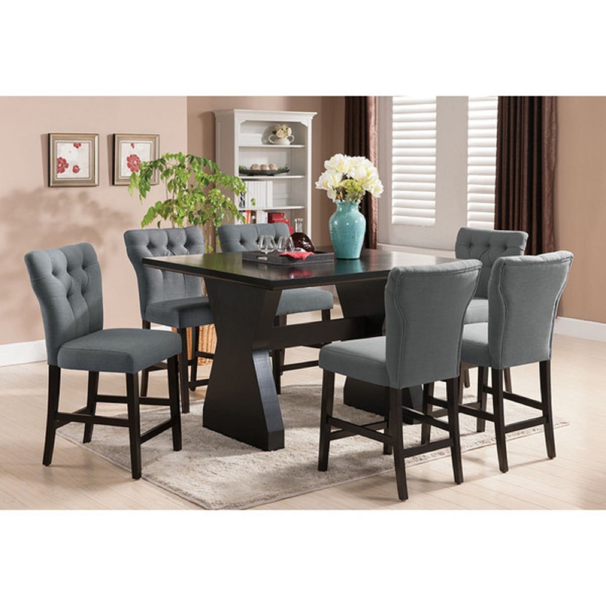 Tufted Counter-height Chair (Set Of 2)-Grey Delivery Within(Lagos And Port-Harcourt Only)