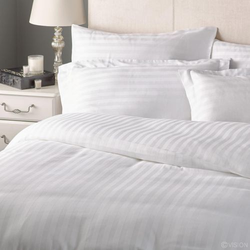 Strip White Amerian Cotton Bedsheet With Pillow Cases