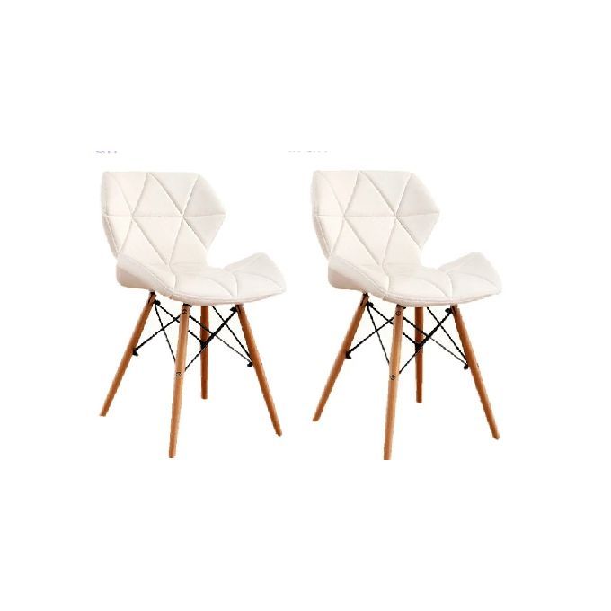 Modern Nihx Leather Chair With Wood Leg(Set Of 2)White