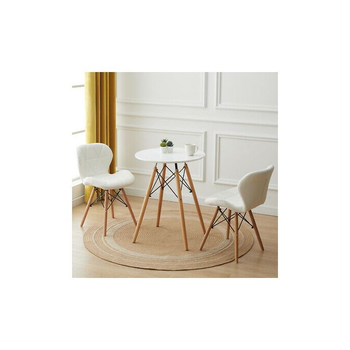 Modern Nihx Leather Chair With Wood Leg(Set Of 2)White