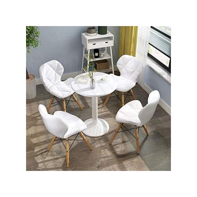 Modern Nihx Leather Chair With Wood Leg(Set Of 2)White