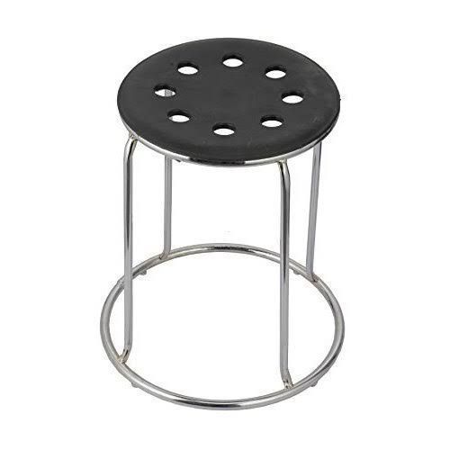 Plastic Top Bar Stool With Stainless Steel Legs - Black