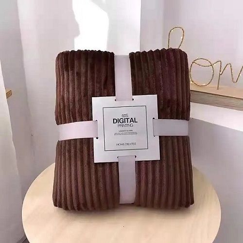 Stripped Flannel Blanket Bed Sheet/Comforter-Dark Brown