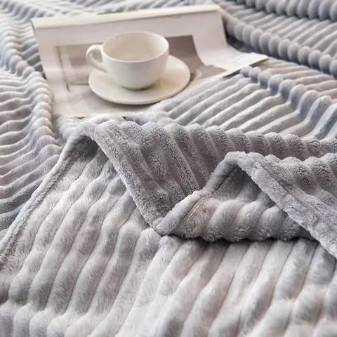 Soft Stripped Flannel Blanket 4x6-(Gray)