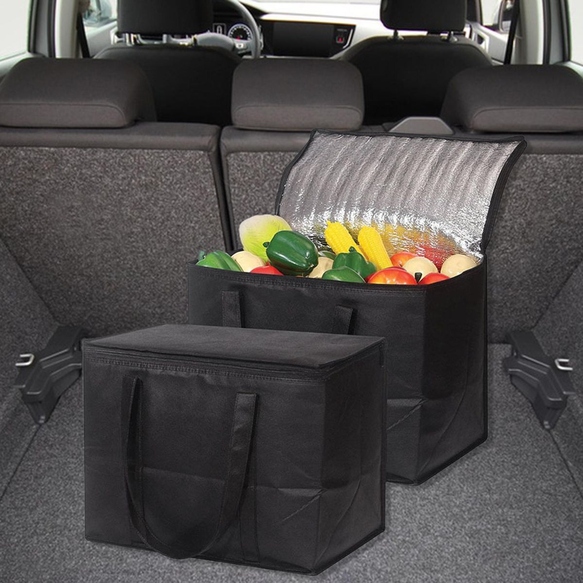 Picnic Insulation Bag Lunch Box Cooler Aluminum Foil Bento Bag Camping Tool Black