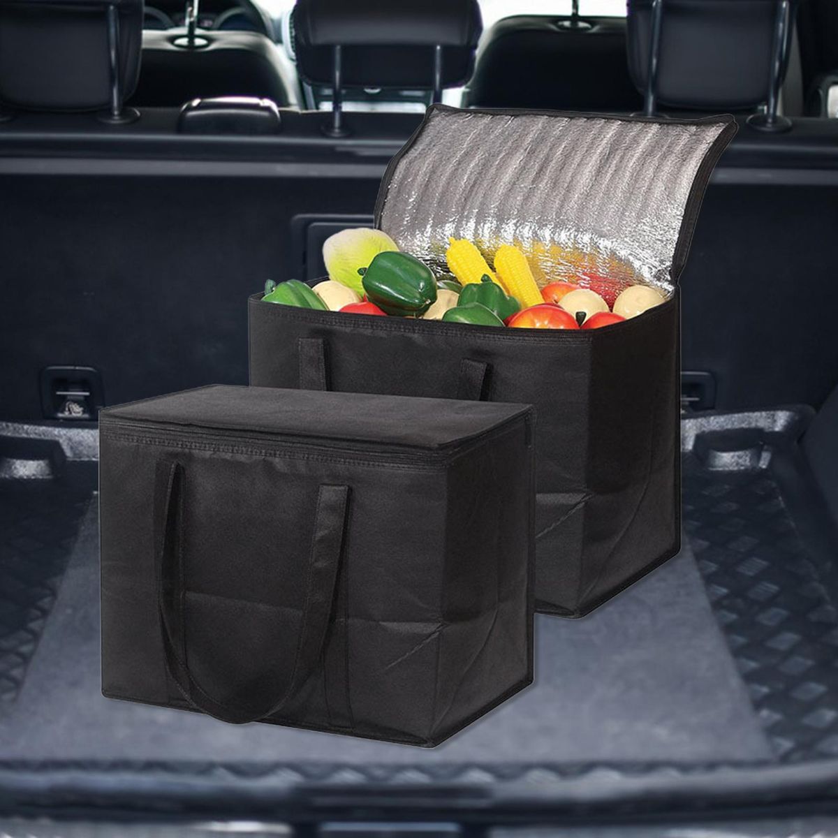 Picnic Insulation Bag Lunch Box Cooler Aluminum Foil Bento Bag Camping Tool Black