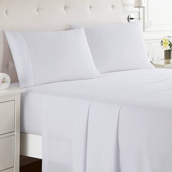 Plain White Duvet, Bedsheet And Pillow Cases