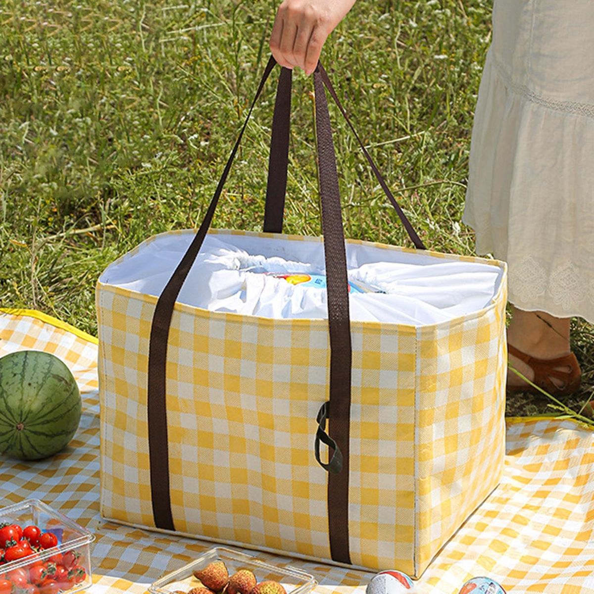 Grocery Bag Warm Keeping Office Worker Bento Box Bag Yellow