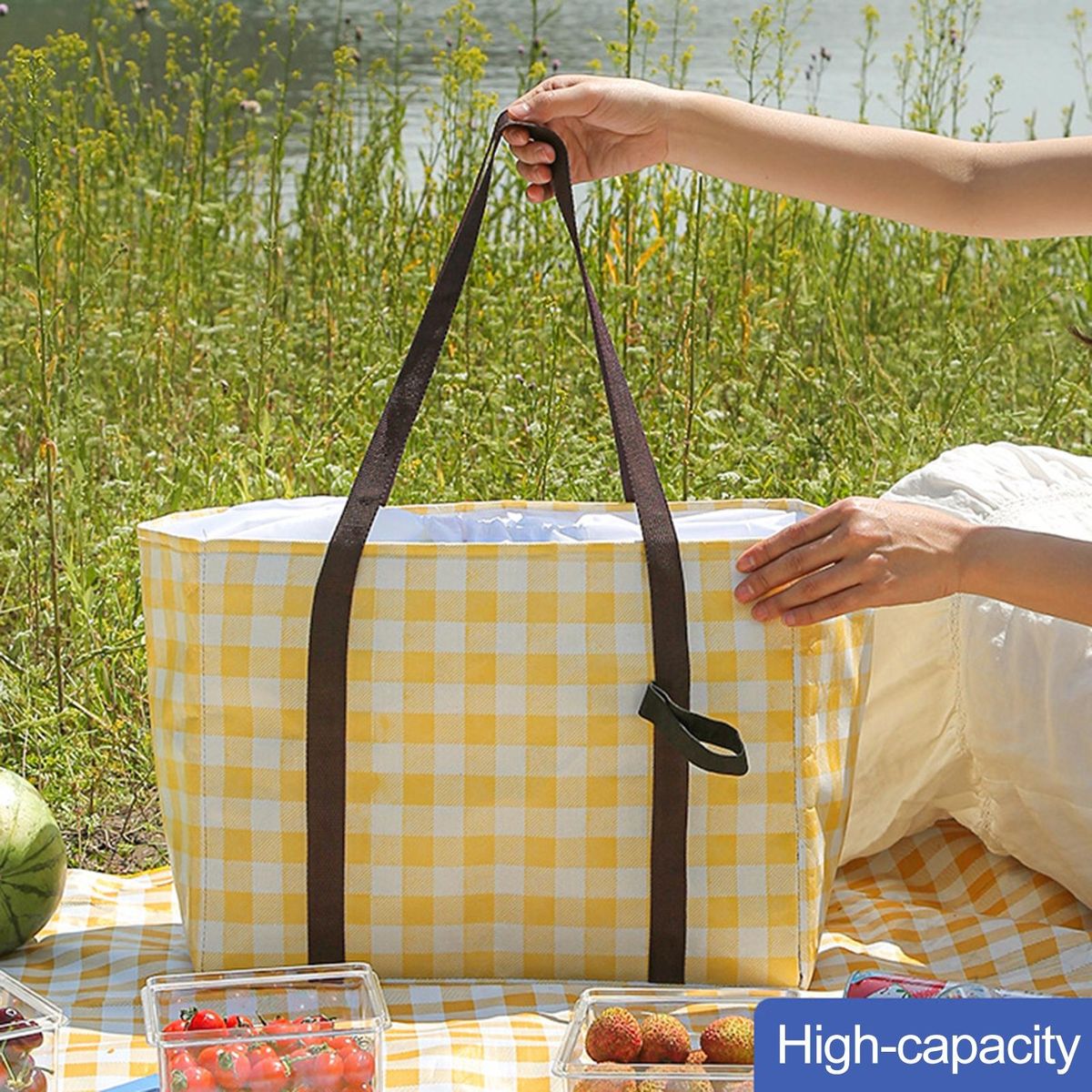 Grocery Bag Warm Keeping Office Worker Bento Box Bag Yellow