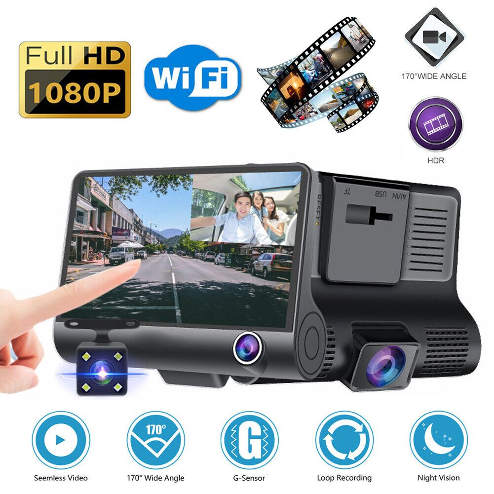 Car DVR Touch Screen Three-lens Driving Recorder HD 1080P