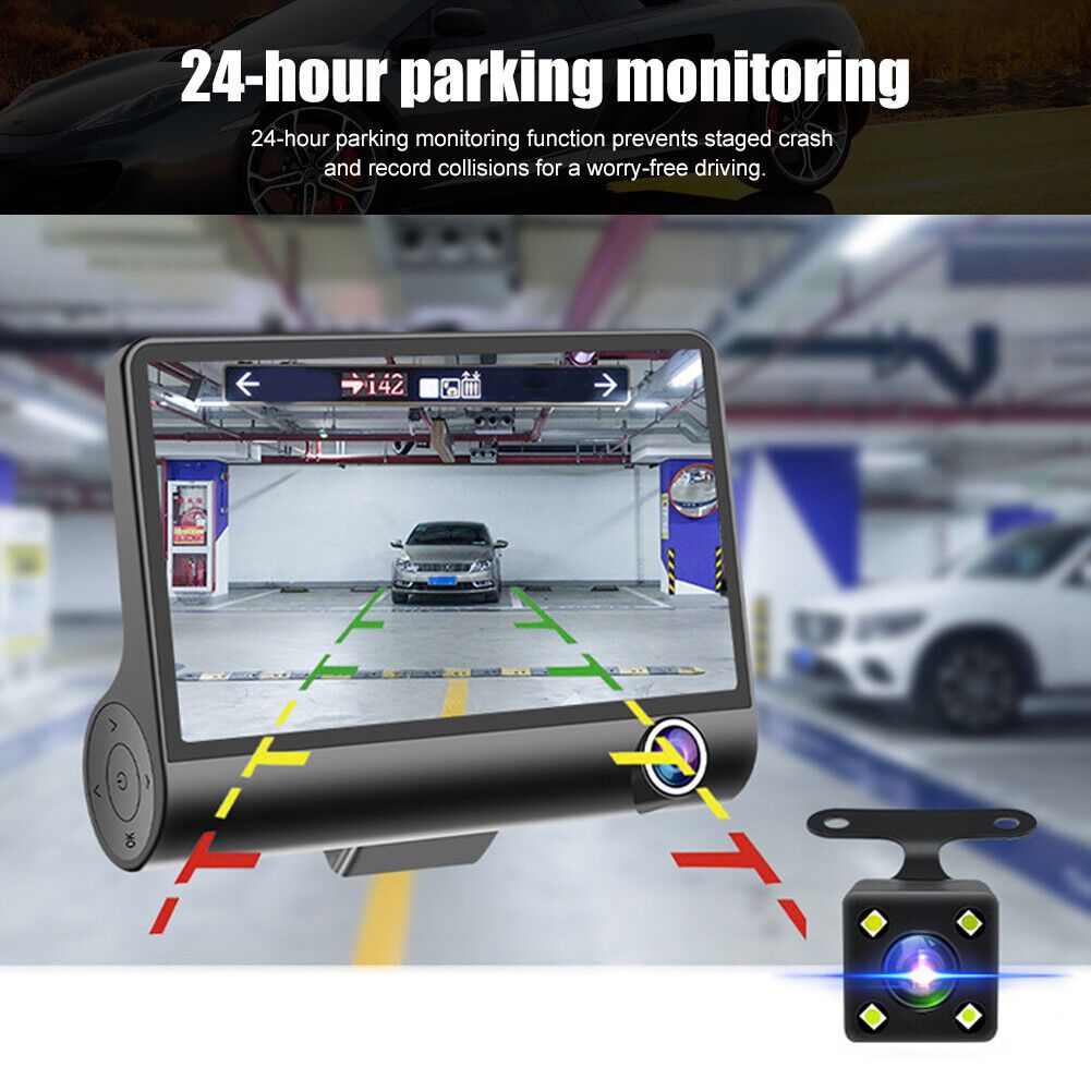 Car DVR Touch Screen Three-lens Driving Recorder HD 1080P