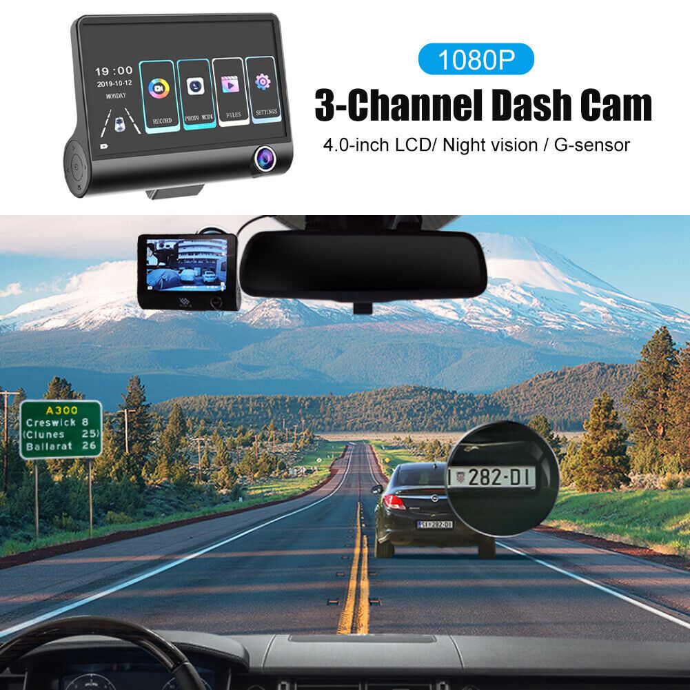 Car DVR Touch Screen Three-lens Driving Recorder HD 1080P