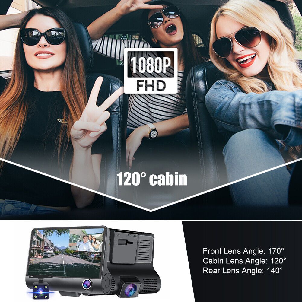 Car DVR Touch Screen Three-lens Driving Recorder HD 1080P