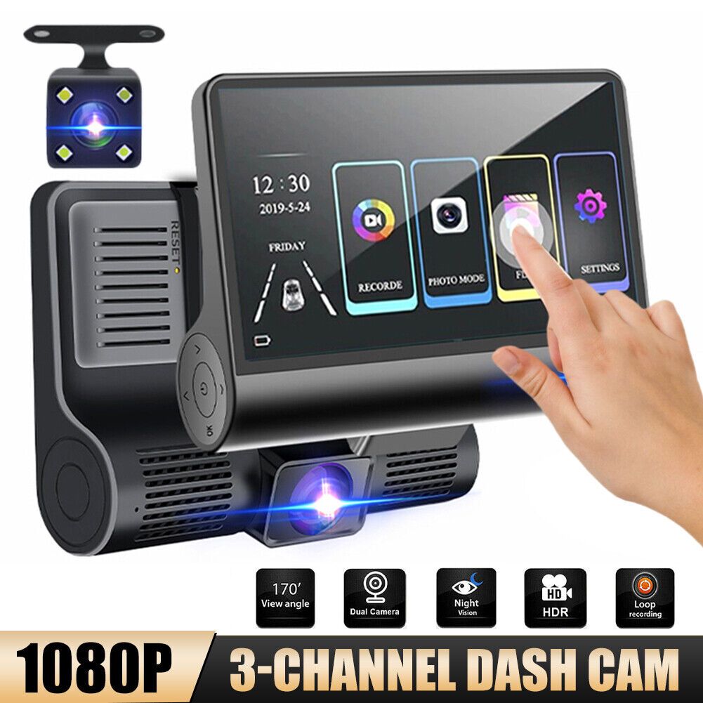 Car DVR Touch Screen Three-lens Driving Recorder HD 1080P