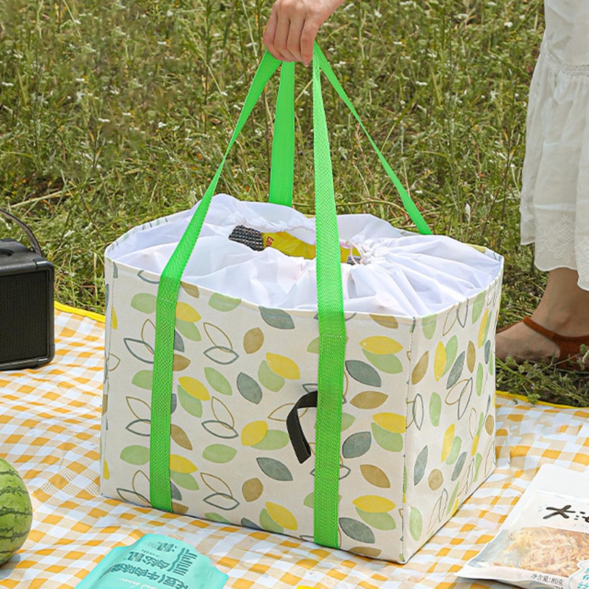 Grocery Bag Warm Keeping Office Worker Bento Box Bag Green