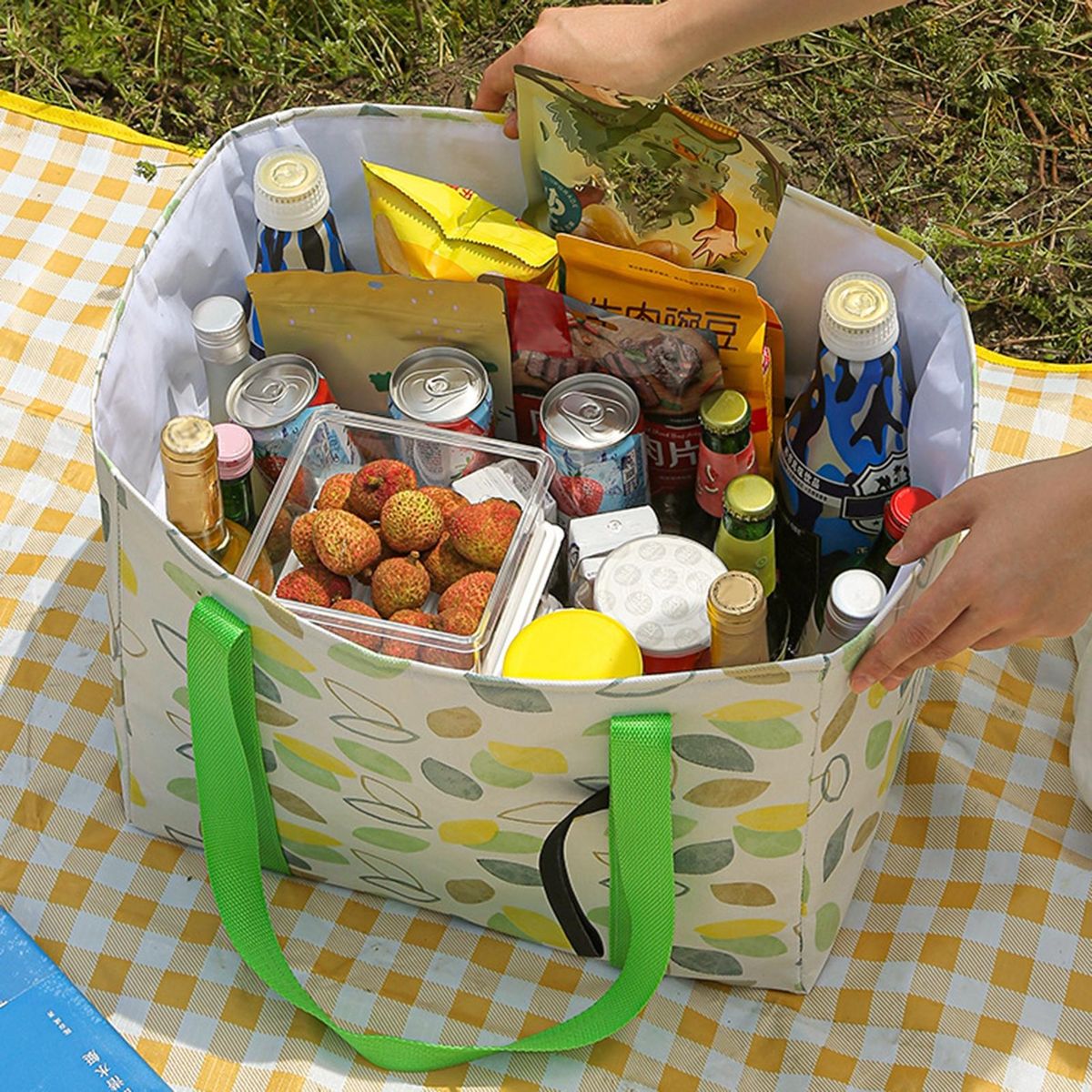 Grocery Bag Warm Keeping Office Worker Bento Box Bag Green