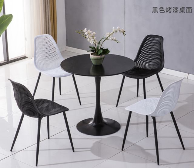 Modern Round Dining Table With Pedestal Base(Black)