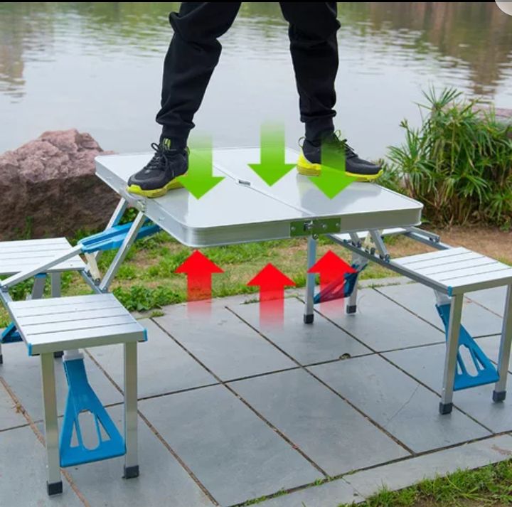 Outdoor Aluminum Picnic Folding Table With Umbrella