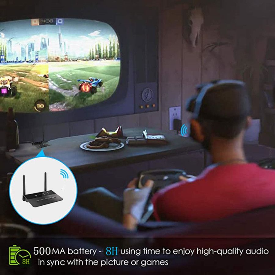 80M Bluetooth 5.0 RCA Transmitter Receiver Bypass Aptx LL Music Audio Wireless Adapter 3.5mm AUX Jack For TV PC Car Headphones