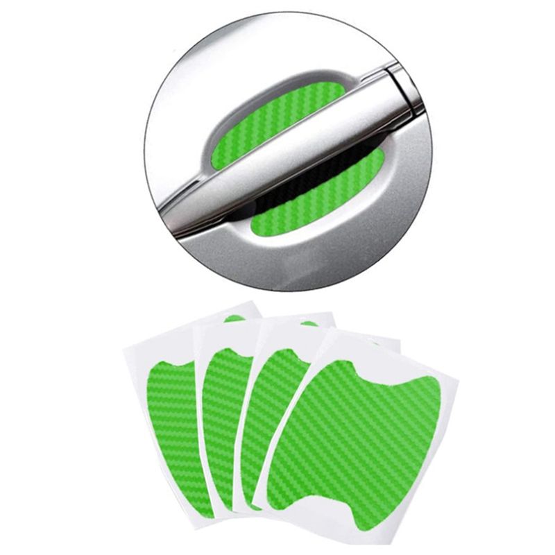 4Pcs Door Handle Stickers, Carbon Fiber Scratch Resistant Door Cup Guards, Fits Most Car Handles 6.8X8.5cm Silver