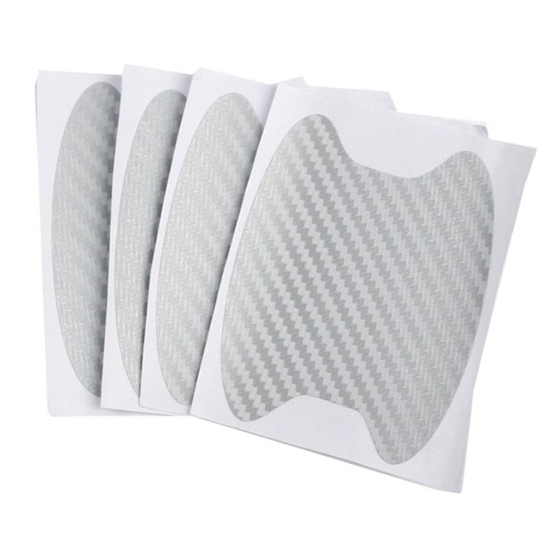4Pcs Door Handle Stickers, Carbon Fiber Scratch Resistant Door Cup Guards, Fits Most Car Handles 6.8X8.5cm Silver