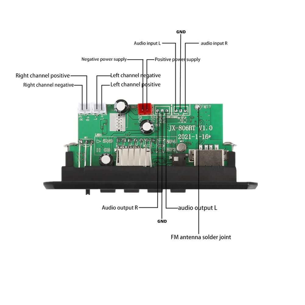 2X25W 50W Amplifier MP3 Player Decoder Board 5V-12V Bluetooth 50 Car FM Radio Module Support TF USB AUX Player Decoder