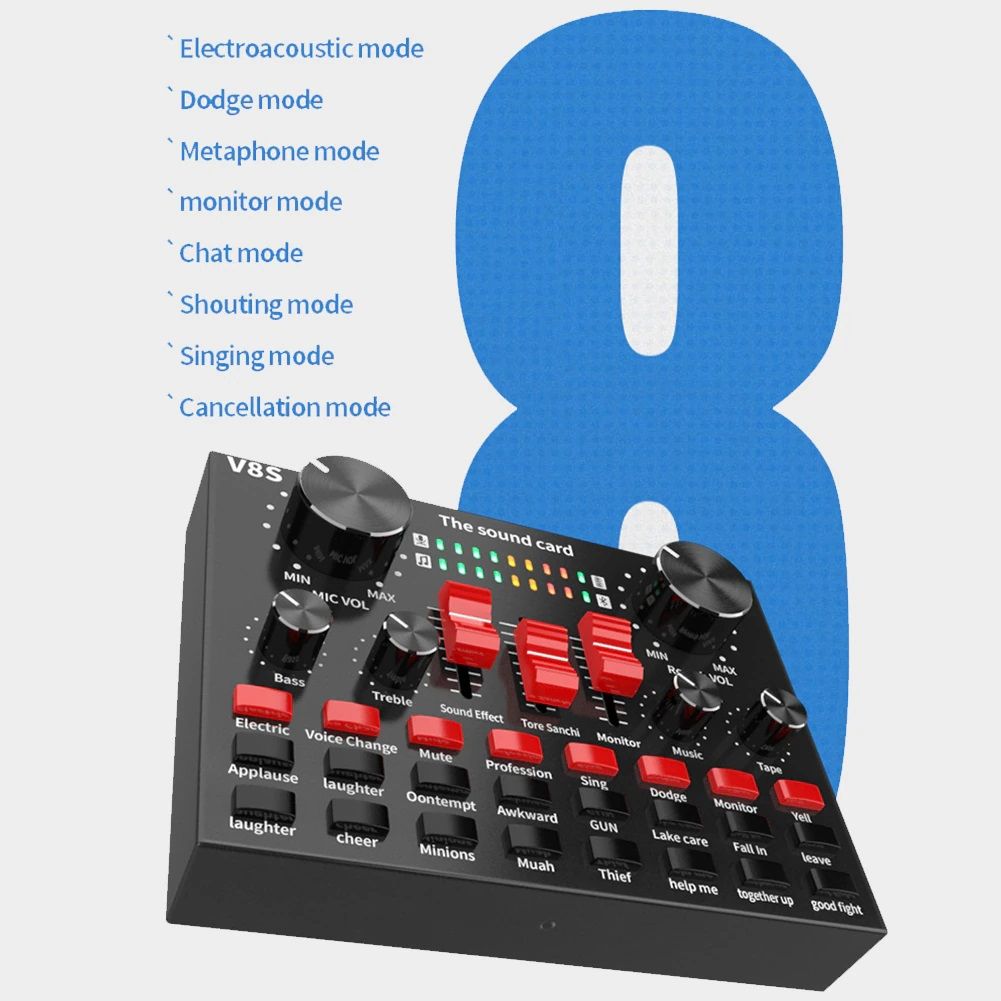 V8S II Soundcard For Music Production Tiktok Live Instagram