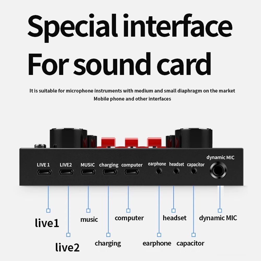 V8S II Soundcard For Music Production Tiktok Live Instagram