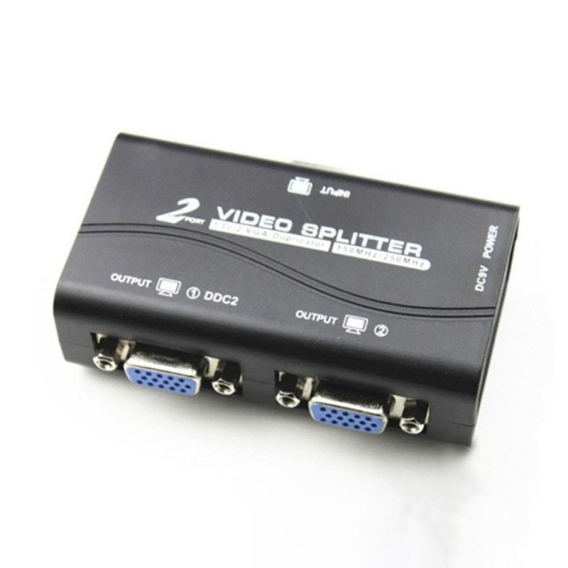 1 To 2 Monitor 2 Ports VGA Video Splitter Box Distributor-