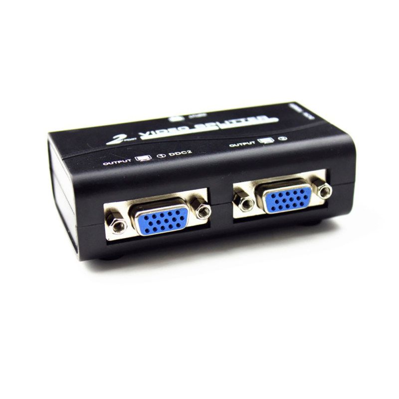 1 To 2 Monitor 2 Ports VGA Video Splitter Box Distributor-
