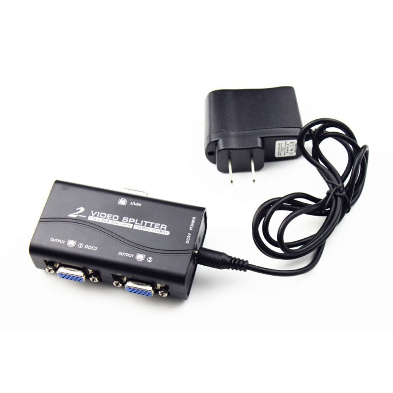 1 To 2 Monitor 2 Ports VGA Video Splitter Box Distributor-