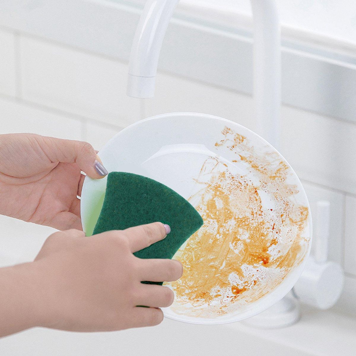 30pcs Multi-purpose Double-faced Sponge Scouring Pads Dish Washing Scrub Sponge Stains Removing Cleaning Scrubber Brush for Kitchen Garage Bathroom