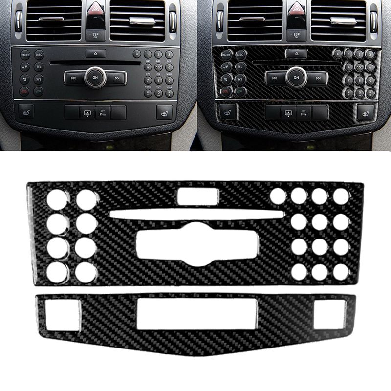 Car Carbon Fiber Center Console Panel Decorative Sticker For Mercedes-Benz W204 C Class 2007-2010
