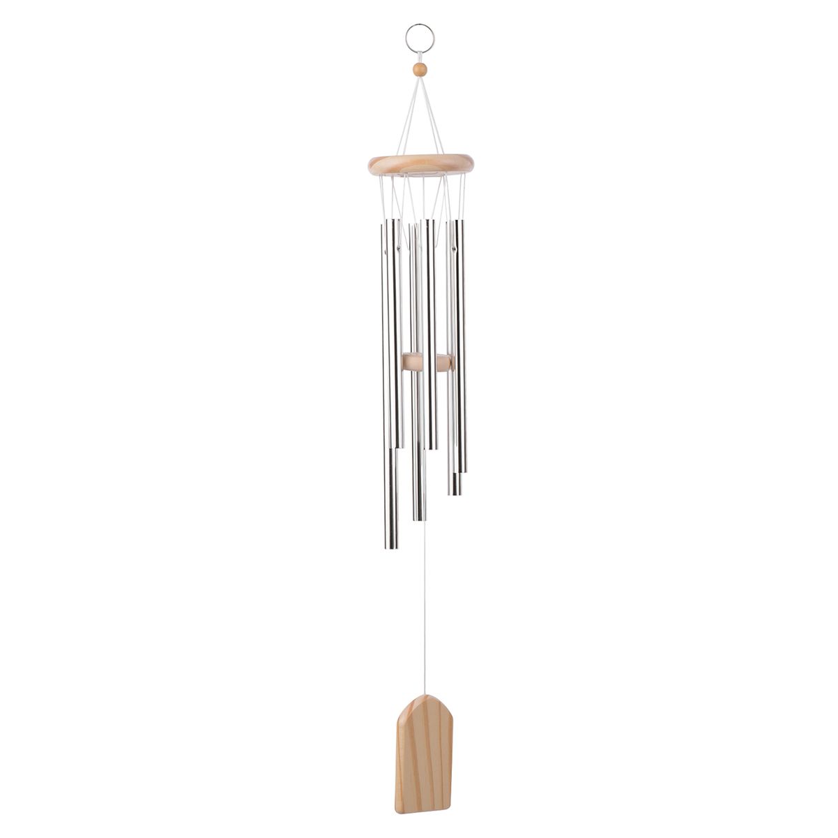 Wooden Wind Chimes 6 Aluminum Tubes Pine Wood For Bedroom