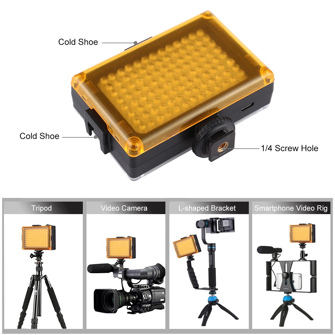 PULUZ Pocket 104 LED 1800LM Professional Vlogging Photography Video & Photo Studio Light With White And Orange Magnet Filters Light Panel For Canon, Nikon, DSLR Cameras
