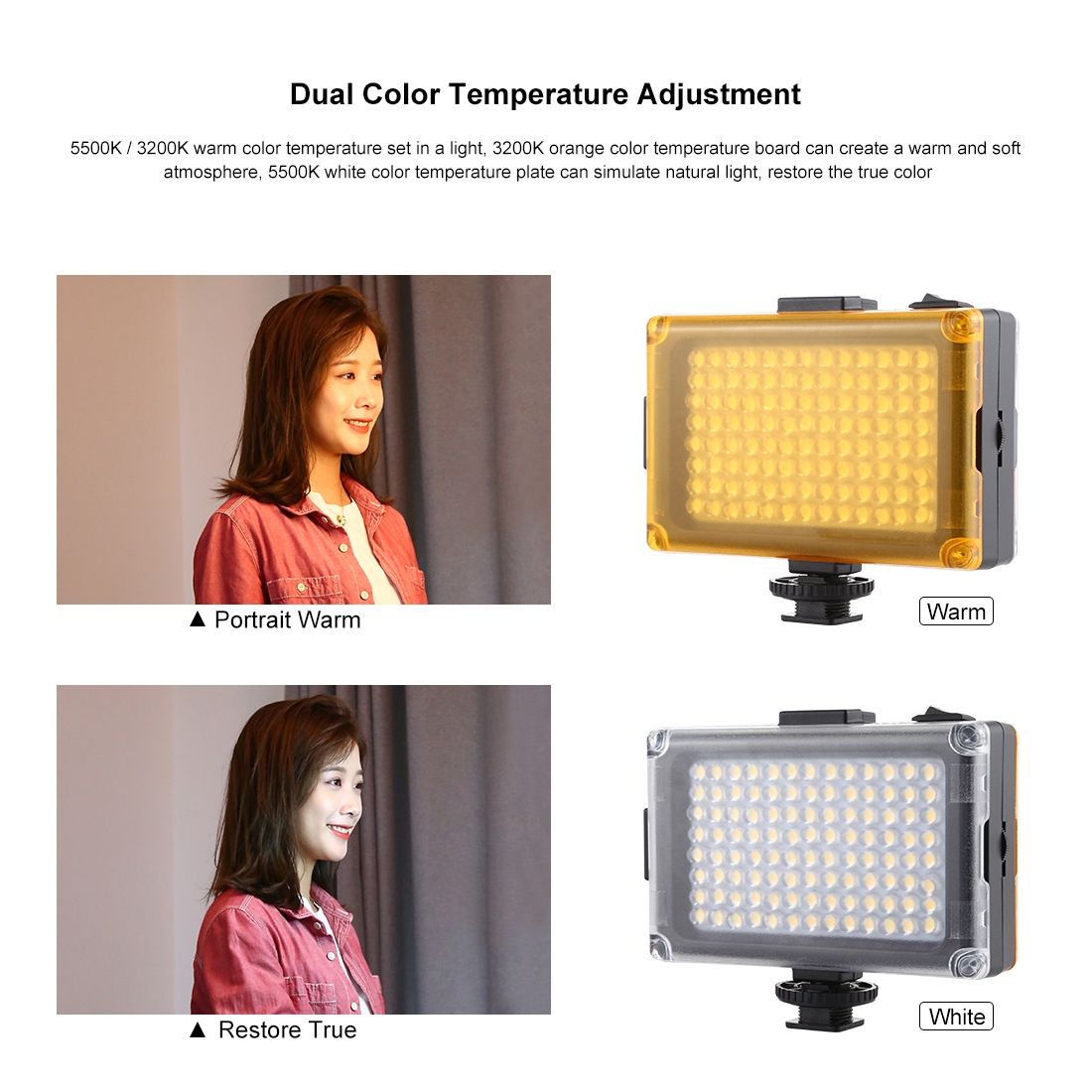 PULUZ Pocket 104 LED 1800LM Professional Vlogging Photography Video & Photo Studio Light With White And Orange Magnet Filters Light Panel For Canon, Nikon, DSLR Cameras