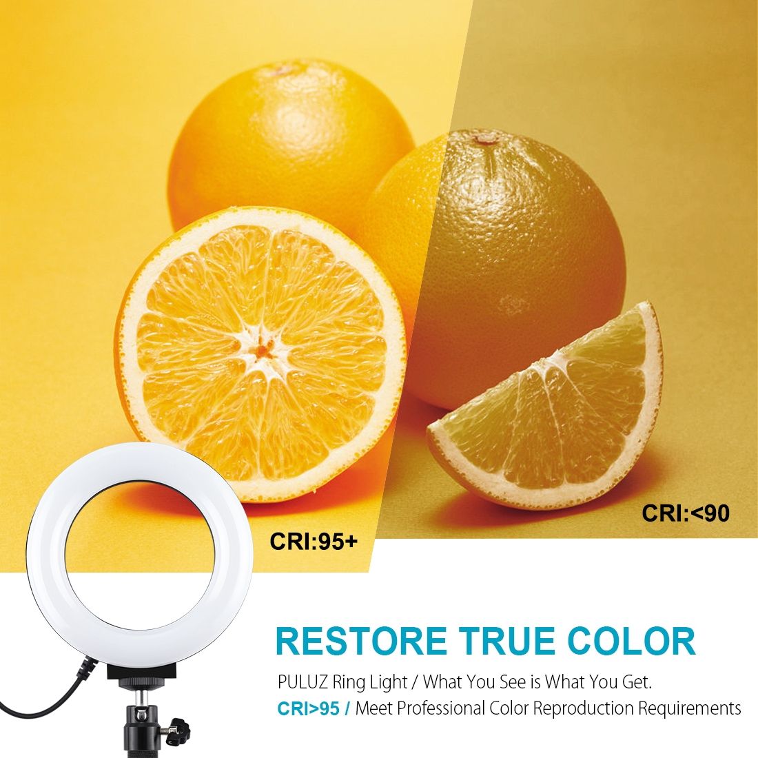 PULUZ 4.7 Inch 12cm USB 10 Modes 8 Colors RGBW Dimmable LED Ring Vlogging Photography Video Lights + Round Base Desktop Mount With Cold Shoe Tripod Ball Head (Black)