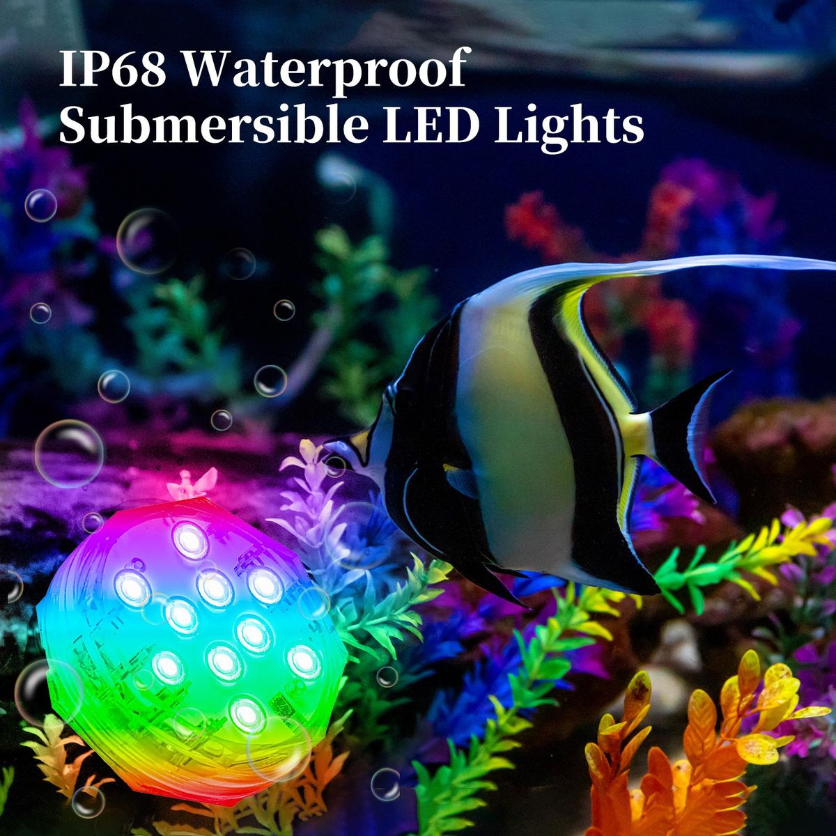 3PCS Submersible LED Lights with Remotes RGB 15 Colors Waterproof Pond Lights Underwater Lights for Swimming Pool Hot Tub Party Vase Fish Tank