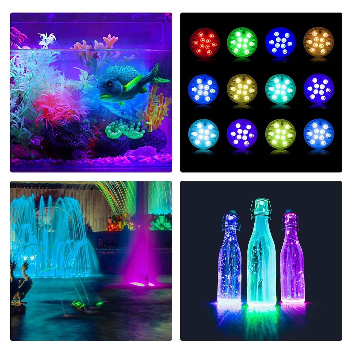 3PCS Submersible LED Lights with Remotes RGB 15 Colors Waterproof Pond Lights Underwater Lights for Swimming Pool Hot Tub Party Vase Fish Tank