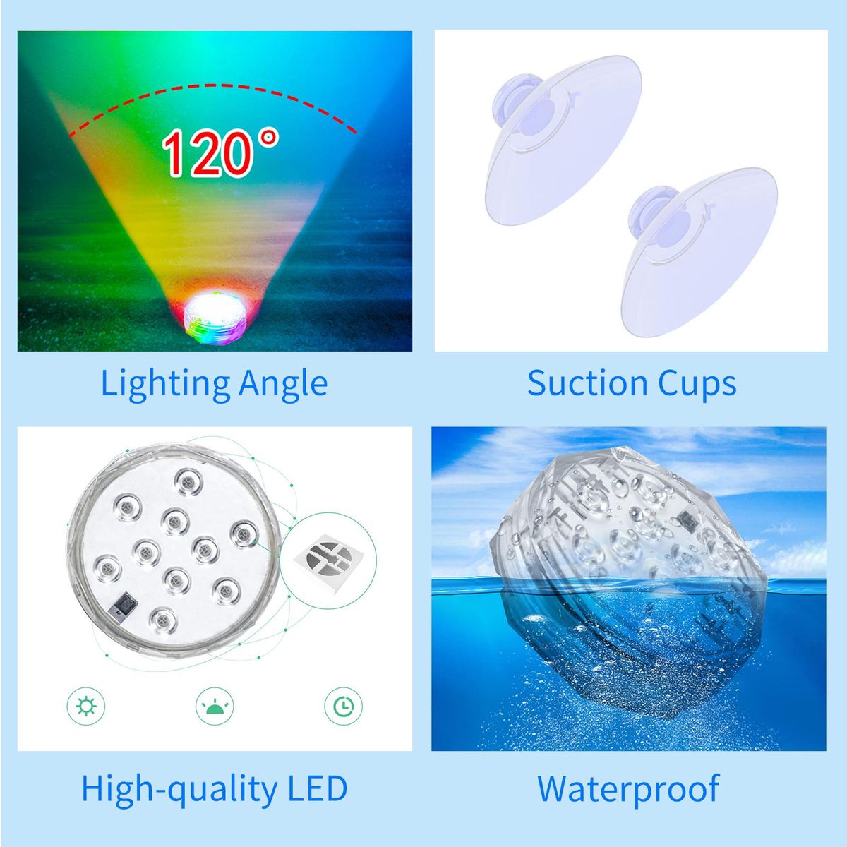 3PCS Submersible LED Lights with Remotes RGB 15 Colors Waterproof Pond Lights Underwater Lights for Swimming Pool Hot Tub Party Vase Fish Tank