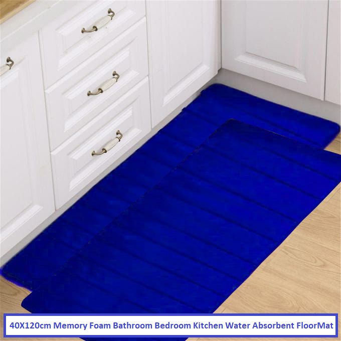 Soft Memory Floor Mat For Bathroom Bedroom & Kitchen BLUE
